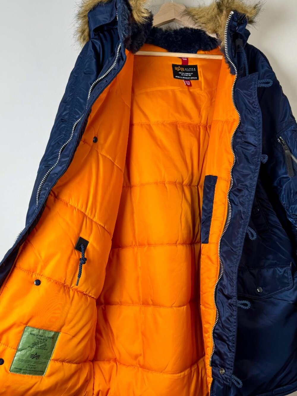 Alpha Industries Extreme Cold Weather Military Parka Coat Type N-3B Blue Sz XL - Picture 3 of 13